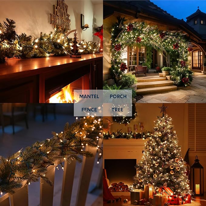 Joiedomi Clear Christmas String Lights Indoor,100 Count Mini White Fairy Light Outdoor,19.4 FT Decor for Patio Dorm Classroom Bedroom Holiday Wedding Party Garland Birthday Festival,Green Wire