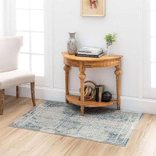 Mohawk Home Cassandra Abstract Ornamental Denim Blue 2' 11" x 5' Area Rug Perfect for Living Room, Dining Room, Office