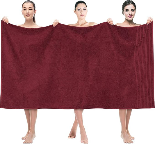 American Soft Linen 35x70 Jumbo Large Bath Towel, 600 GSM 100% Cotton Turkish Bath Sheet, Oversized Luxury Bath Towel for Bathroom Beach and Pool, Bordeaux