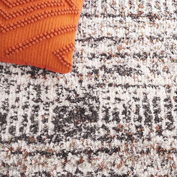 SAFAVIEH Jericho Shag Collection Area Rug - 3' Square, Black & Rust, Non-Shedding & Easy Cleaning, Ultra Plush Thick Pile, Ideal for Living Room, Bedroom, Dining Space (JER100Z)