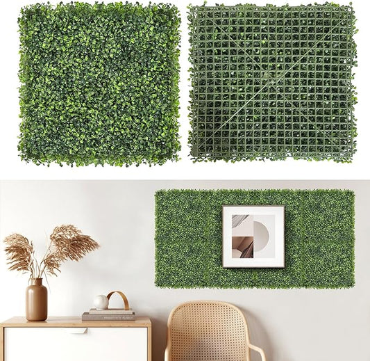 Artificial Grass Wall Panels, 12 PCS 20x20 inch Boxwood Hedge Wall Panels with 100 Zip Ties, Boxwood Panels Backdrop for Outdoor Indoor Decorative Garden Fences Backyard Patio Privacy Hedge