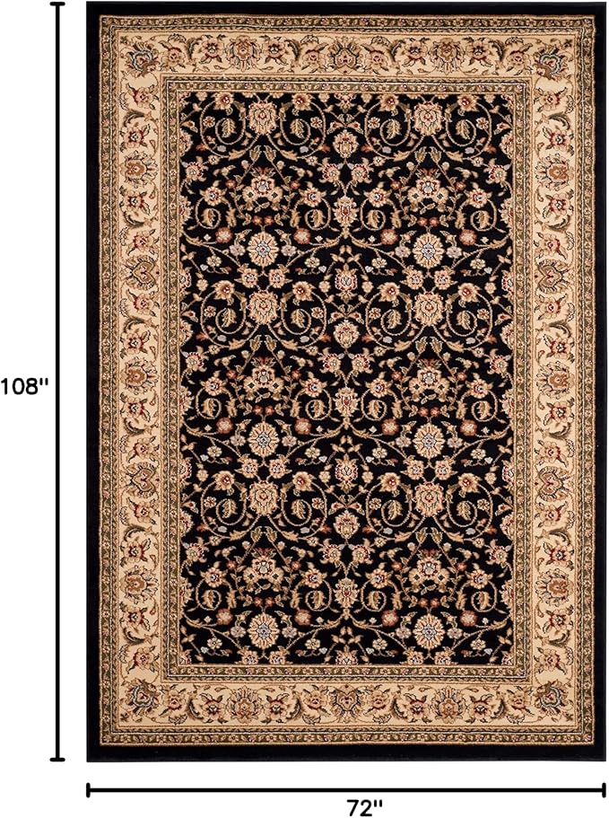 SAFAVIEH Lyndhurst Collection Area Rug - 6' x 9', Black/Ivory, Geometric Design, Ideal for High Traffic Areas in Living Room, Bedroom, Dining (LNH316B)
