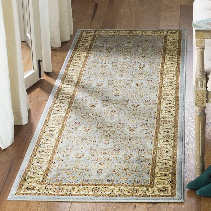 SAFAVIEH Lyndhurst Collection Runner Rug - 2'3" x 13', Light Blue & Ivory, Traditional Oriental Design, Non-Shedding & Easy Care, Ideal for High Traffic Areas in Living Room, Bedroom (LNH312B)