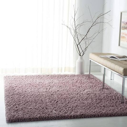 SAFAVIEH Fontana Shag 800 Collection Area Rug - 6'7" x 9', Pink, Shag & Flokati Design, Ideal for High Traffic Areas in Living Room, Bedroom & Dining Room (FNT800U-6)