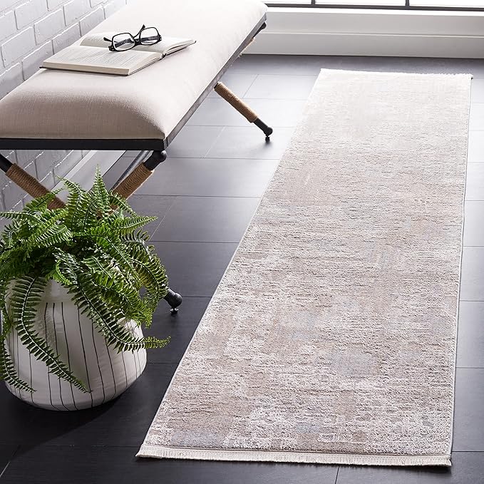 SAFAVIEH Marmara Collection Runner Rug - 2' x 8', Grey & Beige Blue, Modern Design, Non-Shedding & Easy Care, Ideal for High Traffic Areas in Living Room, Bedroom (MRM314F)