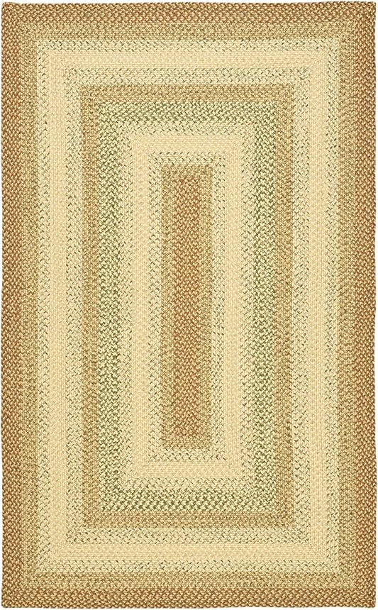 SAFAVIEH Washable Rug Outdoor Braided Collection - 2' x 3', Rust & Multi, Handmade & Reversible, Non-Shedding & Easy to Clean, Ideal for Entryway, Patio, Kitchen, Mudroom, Front Door (BRD303A)