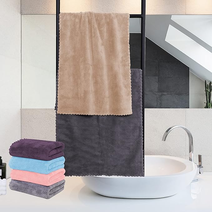 18 Pack Premium Hand Towels - Quick Drying - Microfiber Coral Velvet Highly Absorbent Towels - Multipurpose Use as Hotel, Bathroom, Shower, Spa, Hand Towel 16 x 28 inches (Multicolor)