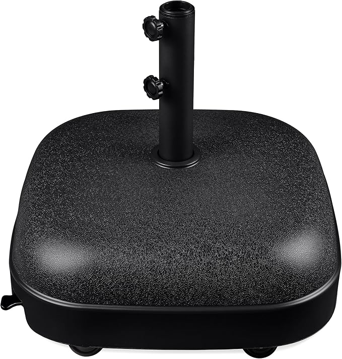 Best Choice Products 123lb Capacity Fillable Mobile Umbrella Base, Heavy Duty Market Stand for Patio, Deck, Poolside, Easy to move w/ 4 wheels - Dome Square Black