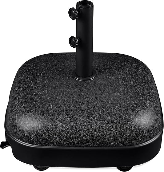 Best Choice Products 123lb Capacity Fillable Mobile Umbrella Base, Heavy Duty Market Stand for Patio, Deck, Poolside, Easy to move w/ 4 wheels - Dome Square Black