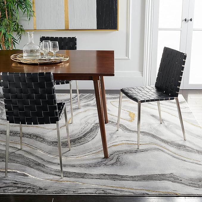 SAFAVIEH Craft Collection Area Rug - 9' x 12', Grey & Gold, Modern Abstract Design, Non-Shedding & Easy Care, Ideal for High Traffic Areas in Living Room, Bedroom (CFT819F)