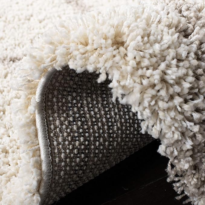 SAFAVIEH Hudson Shag Collection Runner Rug - 2'3" x 14', Ivory & Beige, Modern Trellis Design, Non-Shedding & Easy Care, 2-inch Thick Ideal for High Traffic Areas in Living Room, Bedroom (SGH281D)