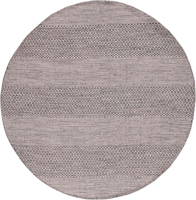 SAFAVIEH Montauk Collection 10' Round Ivory/Anthracite MTK330N Handmade Flatweave Boho Farmhouse Cotton Entryway Foyer Living Room Bedroom Kitchen Area Rug