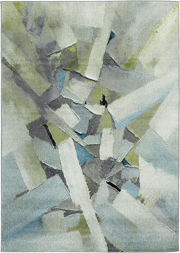 SAFAVIEH Porcello Collection Area Rug - 4' x 6', Green & Grey, Modern Abstract Pattern, Non-Shedding & Easy Care, Ideal for Living Room, Foyer, Bedroom (PRL6937Y-4)