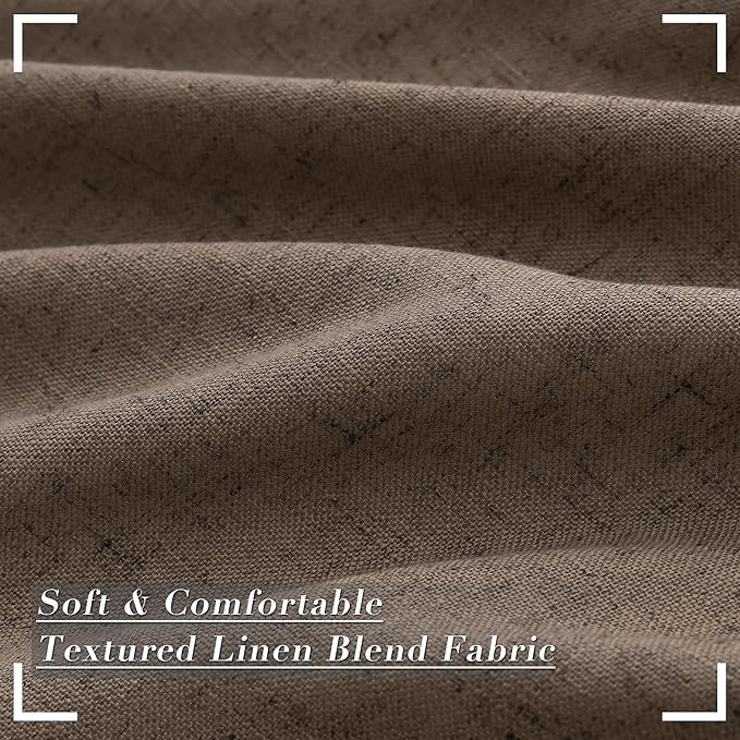 Joywell Light Brown Back Tab Rod Pocket Linen Curtains 102 Inches Long 2 Panels for Living Room Bedroom Neutral Boho Farmhouse Rustic Light Filtering Semi Sheer Curtains Window Treatment 52x102