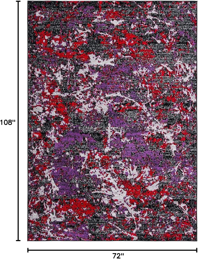 SAFAVIEH Skyler Collection 6' x 9' Black/Purple SKY186V Modern Abstract Non-Shedding Living Room Dining Bedroom Area Rug