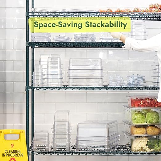 CURTA 6-Pack 1/3 Size 6" Deep NSF Polycarbonate Food Pans with Handled Lids & Drain Trays | Dishwasher & Freezer Safe Clear Container for Prep Tables, Buffet, Salad Bar, Commercial & Home Kitchen