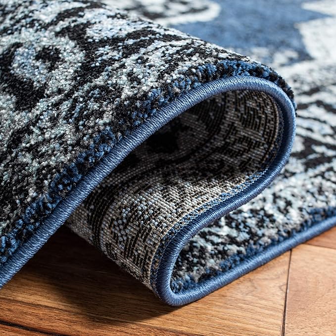 SAFAVIEH Vintage Hamadan Collection X-Large Area Rug - 11' x 15', Blue & Grey, Oriental Persian Design, Non-Shedding & Easy Care, Ideal for High Traffic Areas in Living Room, Bedroom (VTH219M)