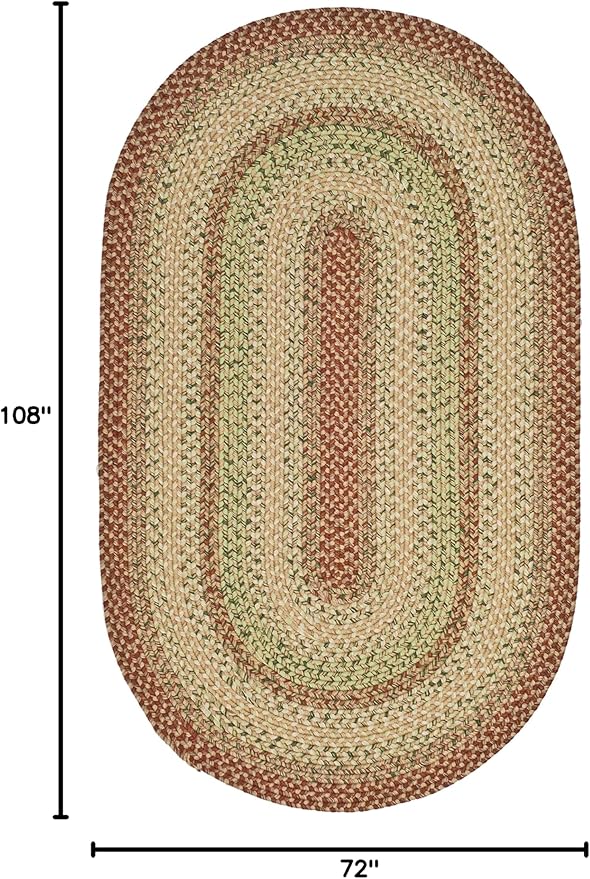 SAFAVIEH Washable Rug Outdoor Braided Collection - 6' x 9' Oval, Rust & Multi, Handmade & Reversible, Non-Shedding & Easy to Clean, Ideal for Patio, Backyard, Mudroom (BRD303A)