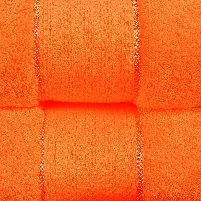 GLAMBURG 700 GSM Premium Cotton 2-Pack Oversized Extra Large Bath Sheet Set - 100% Combed Cotton - 2 Bath Sheets 35x70 - Luxury Hotel & Spa Quality - Durable Ultra Soft Highly Absorbent - Orange