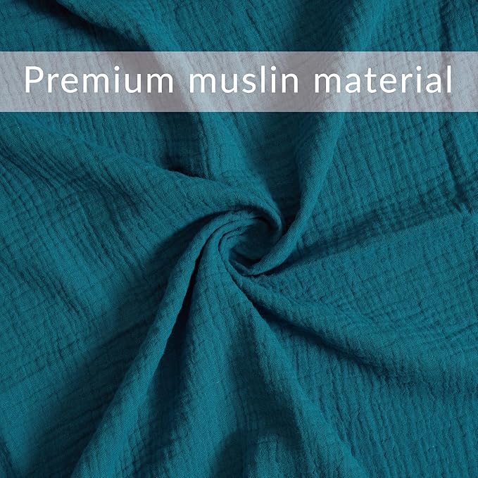 Meracorallo Muslin Swaddle Blanket, 100% Cotton Receiving Blanket Soft and Breathable Swaddle Wrap for Baby Boys and Girls, Teal Blue
