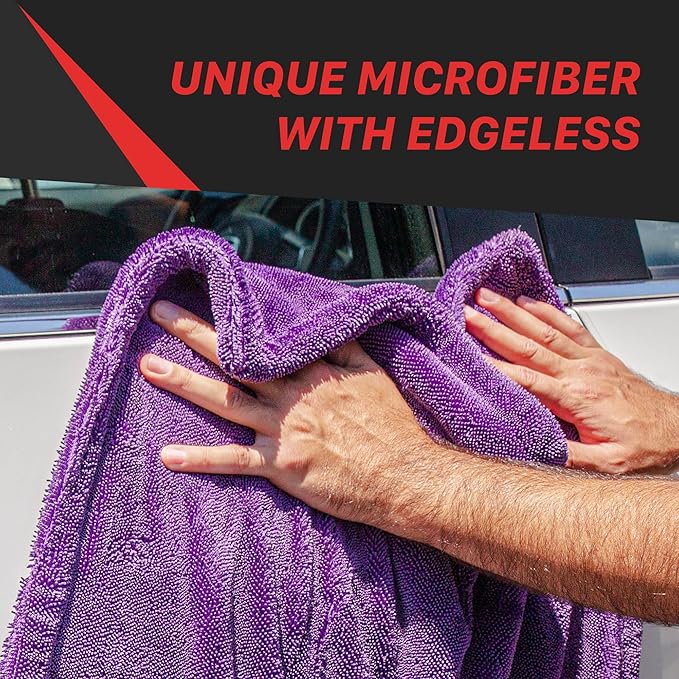 20" x 24" Universal Pink Car Drying Towel – 1200 GSM Rinse-Free Double-Sided Microfiber Towel – Plush, Super Absorbent for Car Wash & Detailing