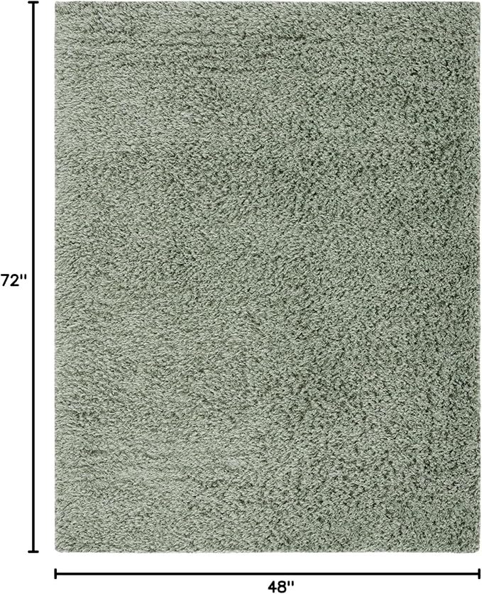 SAFAVIEH Lindsay Shag Collection Area Rug - 4' x 6', Green, Contemporary Design, Ideal for High Traffic Areas in Living Room, Bedroom & Dining Room (LNS560Y-4)