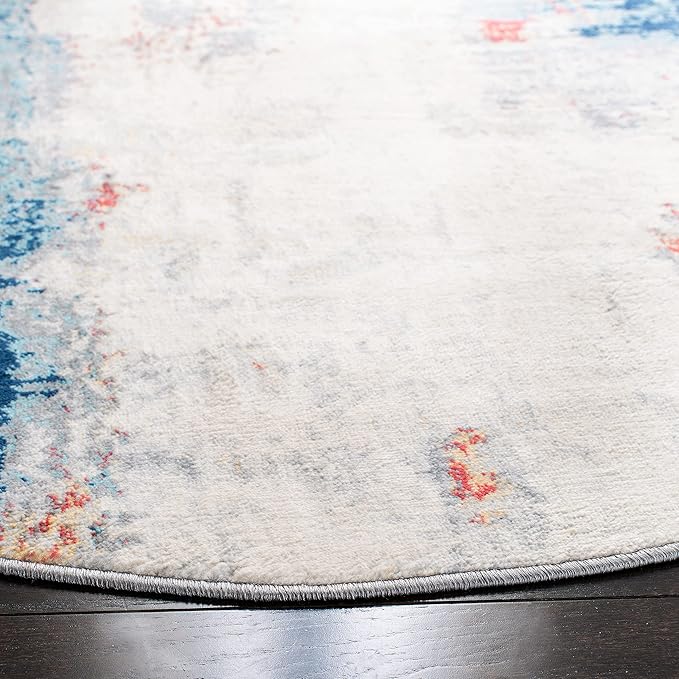 SAFAVIEH Jasper Collection 11' Round Grey / Red JSP101C Modern Abstract Non-Shedding Dining Room Entryway Foyer Living Room Bedroom Area Rug