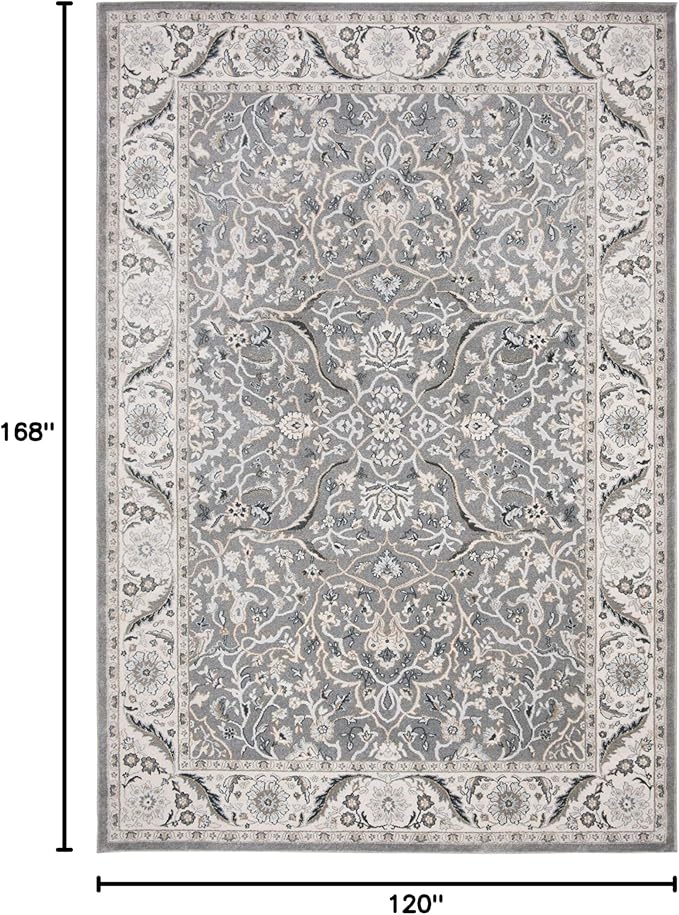 SAFAVIEH Isabella Collection Area Rug - 10' x 14', Grey & Dark Grey, Oriental Design, Non-Shedding & Easy Care, Ideal for High Traffic Areas in Living Room, Bedroom (ISA912H)
