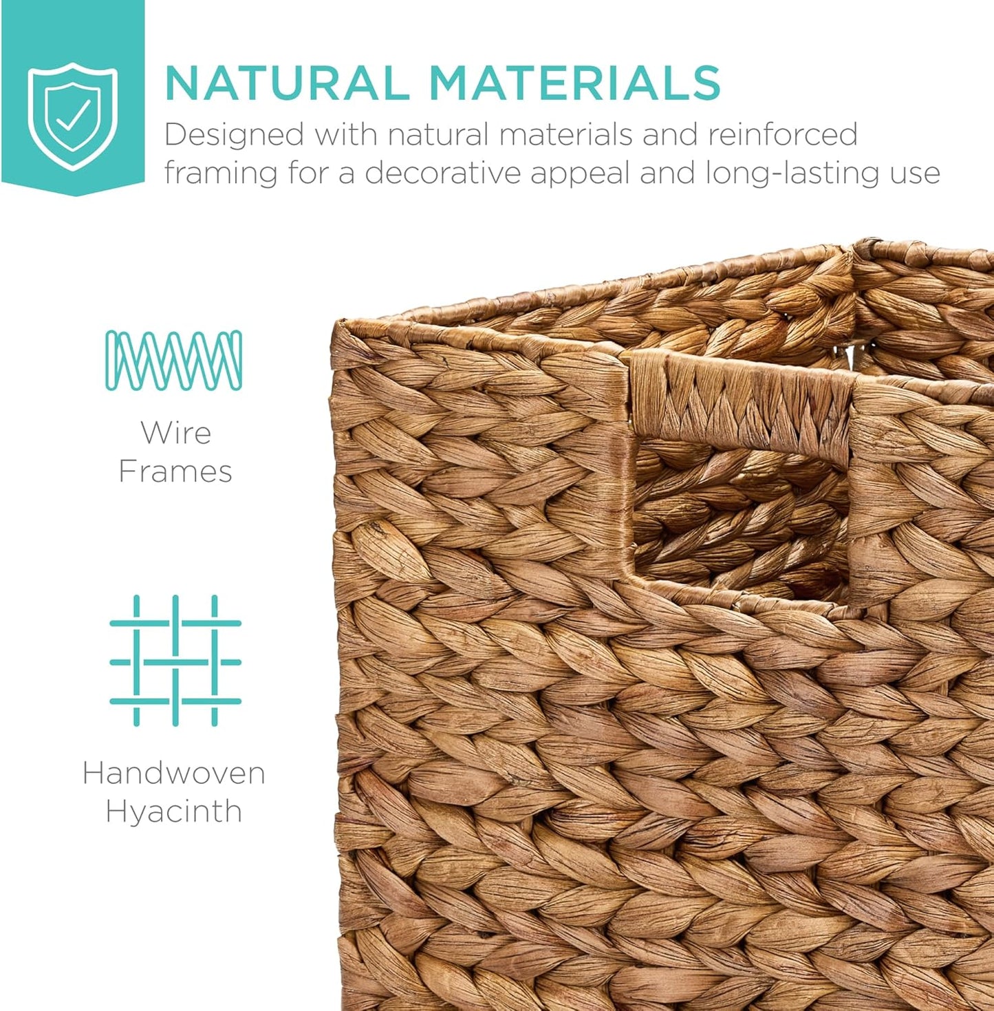 Best Choice Products 12x12in Pack of 5 Cube Storage Baskets, Water Hyacinth Multipurpose Collapsible Organizers, Handwoven Laundry Totes for Laundry, Living Room, Kids Room & Nursery - Chestnut