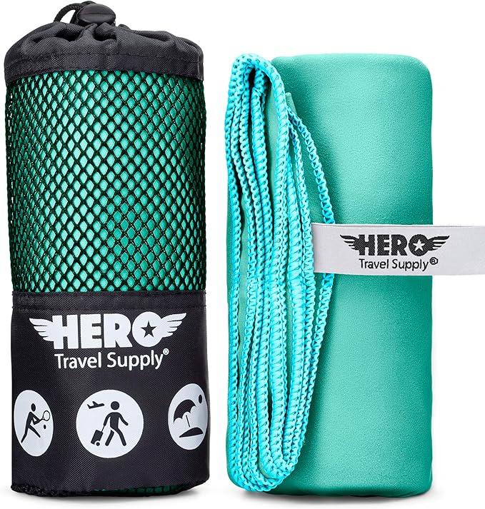 Hero Microfiber Large Beach Towel Compact for Travel (Aquamarine, 40" x 72")