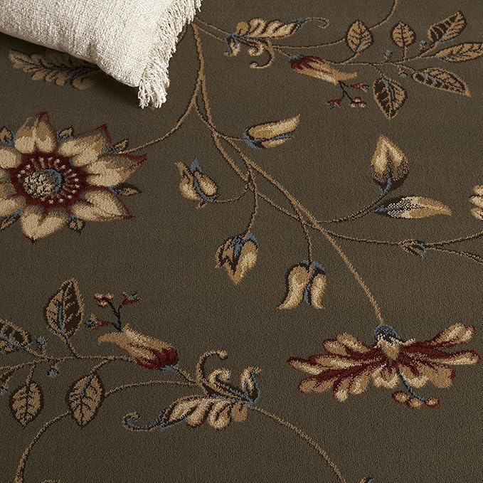 SAFAVIEH Lyndhurst Collection Area Rug - 5'3" x 7'6", Green & Multi, Traditional Floral Design, Non-Shedding & Easy Care, Ideal for High Traffic Areas in Living Room, Bedroom (LNH552-5291)