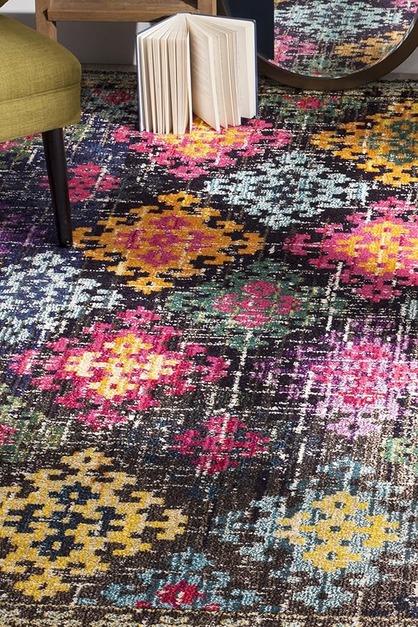 SAFAVIEH Monaco Collection Area Rug - 8' x 11', Multi, Boho Diamond Trellis Design, Non-Shedding & Easy Care, Ideal for High Traffic Areas in Living Room, Bedroom (MNC244F)
