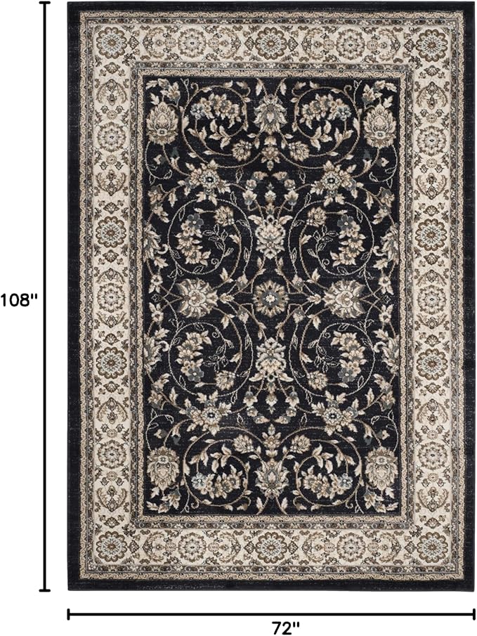 SAFAVIEH Lyndhurst Collection Area Rug - 6' x 9', Anthracite & Cream, Traditional Oriental Design, Non-Shedding & Easy Care, Ideal for High Traffic Areas in Living Room, Bedroom (LNH340D)
