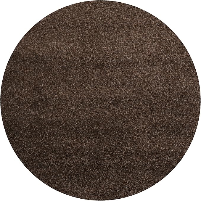 SAFAVIEH Santa Monica Shag Collection 6'7" Round Brown SGN725 Solid Non-Shedding Living Room Bedroom Dining Room Entryway Plush 2-inch Thick Area Rug