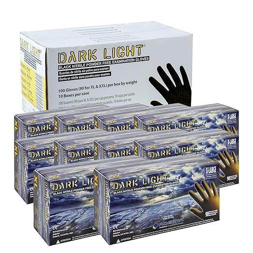 Adenna Dark Light Bulk Disposable Nitrile Gloves – 9 Mil, Heavy Duty Work Rubber Glove with Textured Grip, Non-Latex & Powder Free, Case of 900, Extra Large, Black