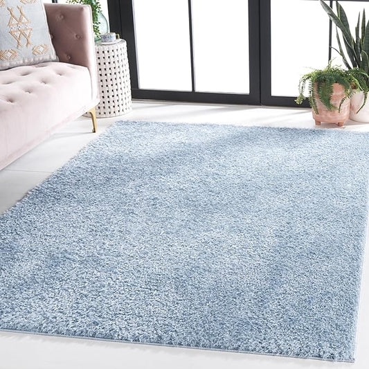 SAFAVIEH Lindsay Shag Collection Area Rug - 4' x 6', Aqua, Contemporary Design, Ideal for High Traffic Areas in Living Room, Bedroom & Dining Room (LNS560J-4)