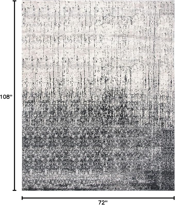 SAFAVIEH Retro Collection Area Rug - 6' x 9', Black & Light Grey, Modern Abstract Design, Non-Shedding & Easy Care, Ideal for High Traffic Areas in Living Room, Bedroom (RET2770-9079)