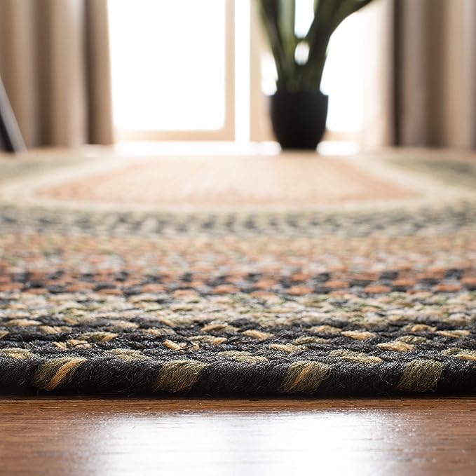 SAFAVIEH Washable Rug Outdoor Braided Collection - 8' Round, Multi, Handmade & Reversible, Non-Shedding & Easy to Clean, Ideal for Patio, Backyard, Mudroom (BRD308A)