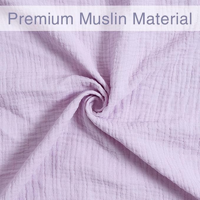 Meracorallo Muslin Swaddle Blanket, 100% Cotton Receiving Blanket Soft and Breathable Swaddle Wrap for Baby Boys and Girls, Lavender