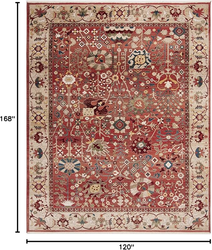 SAFAVIEH Kashan Collection Area Rug - 10' x 14', Red & Beige, Traditional Oriental Design, Non-Shedding & Easy Care, Ideal for High Traffic Areas in Living Room, Bedroom, Dining (KSN303L-10)