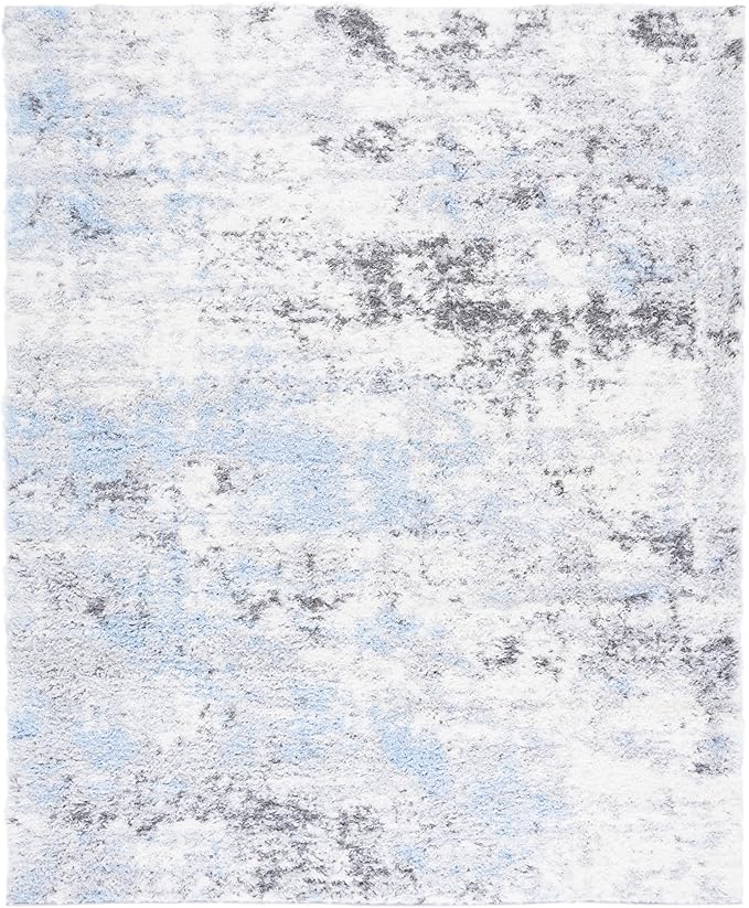 SAFAVIEH Area Rug 8x10 - Lindsay Shag Collection - Large - Grey & Blue Ivory, Non-Shedding & Easy Cleaning, Ultra Plush Thick Pile, Ideal for Living Room, Bedroom, Dining Space (LNS556F)