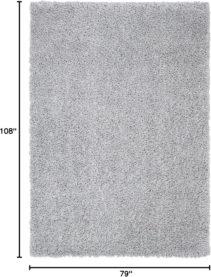 SAFAVIEH August Shag Collection Area Rug - 6'7" x 9', Silver, Solid Design, Non-Shedding & Easy Care, 1.5-inch Thick Ideal for High Traffic Areas in Living Room, Bedroom (AUG200G)