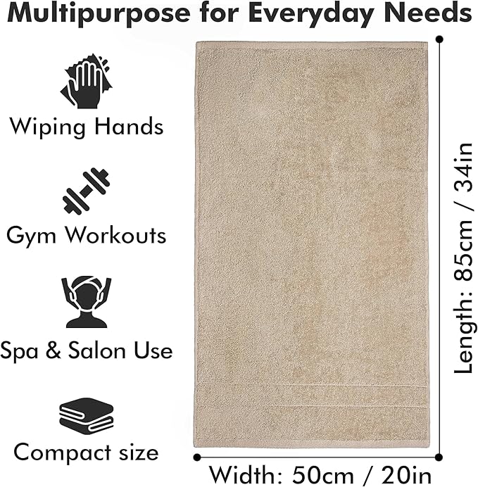 100% Cotton Hand Towels for Bathroom – Soft & Absorbent Towel Set– Pack of 6 Small Towel (34x20in) – Quick Dry Luxury Cotton Hand Towels – Beige