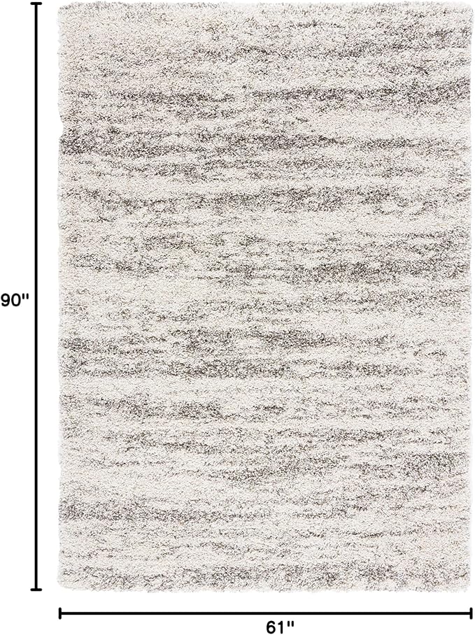 SAFAVIEH Hudson Shag Collection Area Rug - 5'3" x 7'6", Ivory & Grey, Modern Design, Non-Shedding & Easy Care, 2-inch Thick Ideal for High Traffic Areas in Living Room, Bedroom (SGH206A)