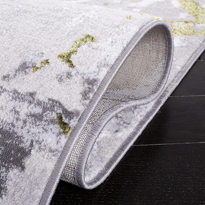 SAFAVIEH Amelia Collection Runner Rug - 2' x 10', Grey & Green, Modern Abstract Design, Non-Shedding & Easy Care, Ideal for High Traffic Areas in Living Room, Bedroom (ALA293J)