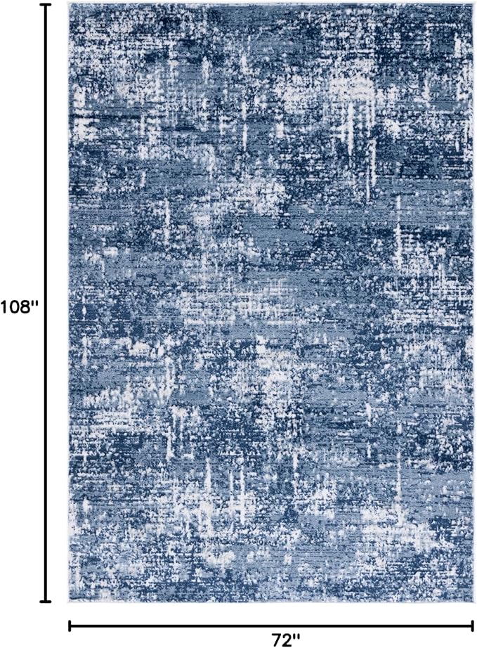 SAFAVIEH Amelia Collection Area Rug - 6' x 9', Ivory & Dark Blue, Modern Abstract Design, Non-Shedding & Easy Care, Ideal for High Traffic Areas in Living Room, Bedroom, Dining (ALA700M-6)