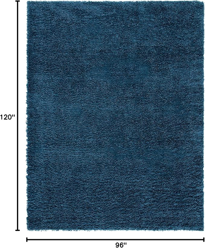 SAFAVIEH Area Rug 8x10 - August Shag Collection - Large - Navy, Solid Pattern, Non-Shedding & Easy Cleaning, Plush Thick Pile, Ideal for Living Room, Bedroom, Dining Space (AUG200M)