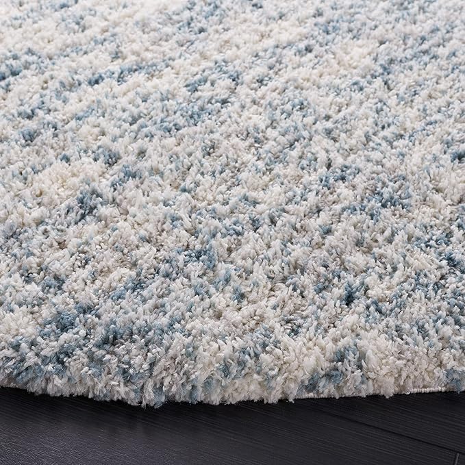 SAFAVIEH Berber Shag Collection Runner Rug - 2' x 6', Ivory & Light Aqua, Modern Design, Non-Shedding & Easy Care, 1.2-inch Thick, Ideal for The Living Room, Bedroom, Dining Room (BER563J-26)