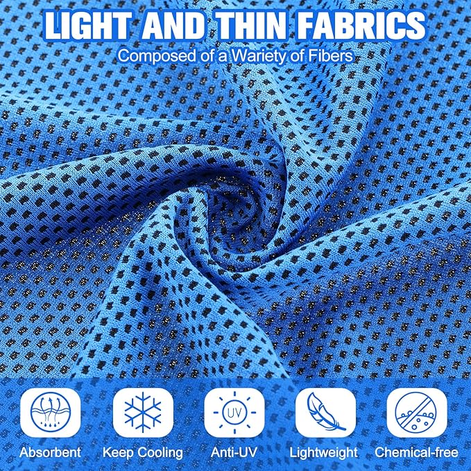 100 Pcs Cooling Towels Bulk 40 x 12 Inch Ice Towel Microfiber Sports Cooling Towels for Neck Face, Breathable Chilly Towel for Yoga Sport(Royal Blue, Light Gray)