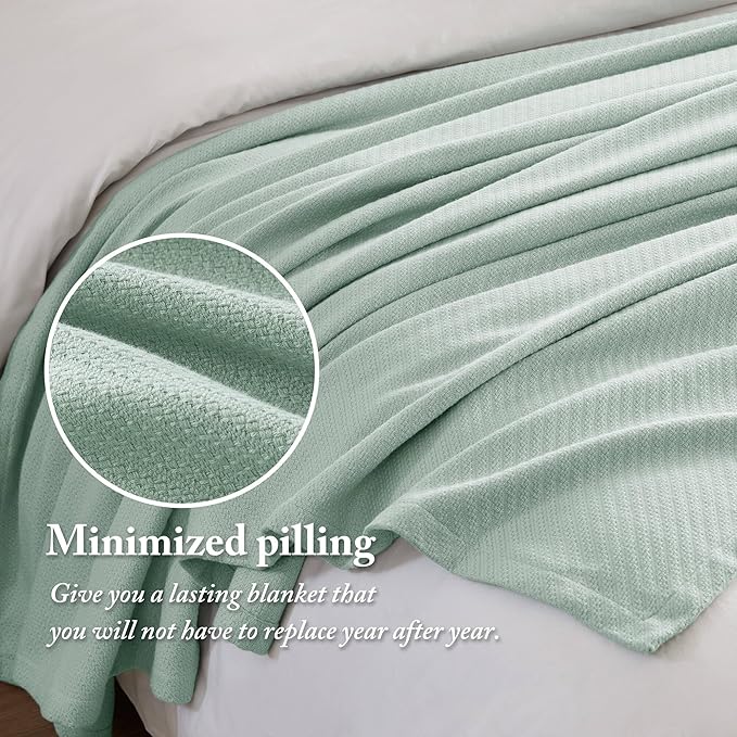 Madison Park Liquid Cotton Luxury Blanket Premium Soft Cozy 100% Ring Spun Cotton For Bed , Couch or Sofa, King, Sea Foam